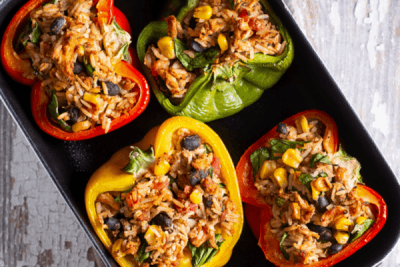Stuffed Capsicum with Chicken Mince and Brown Rice